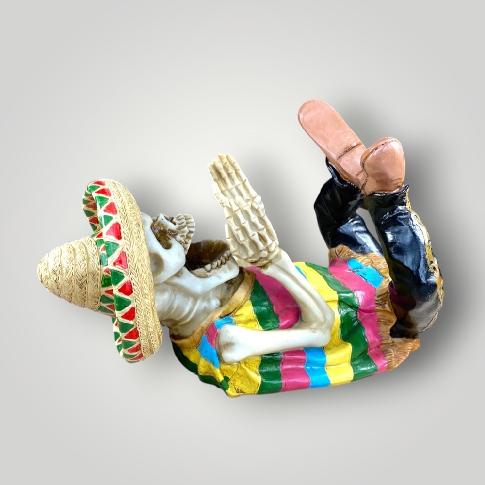 Skeleton Wine Bottle Holder Sombrero Mexican Fiesta Day of the Dead Decor